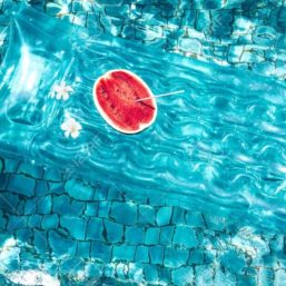 Watermelon in pool